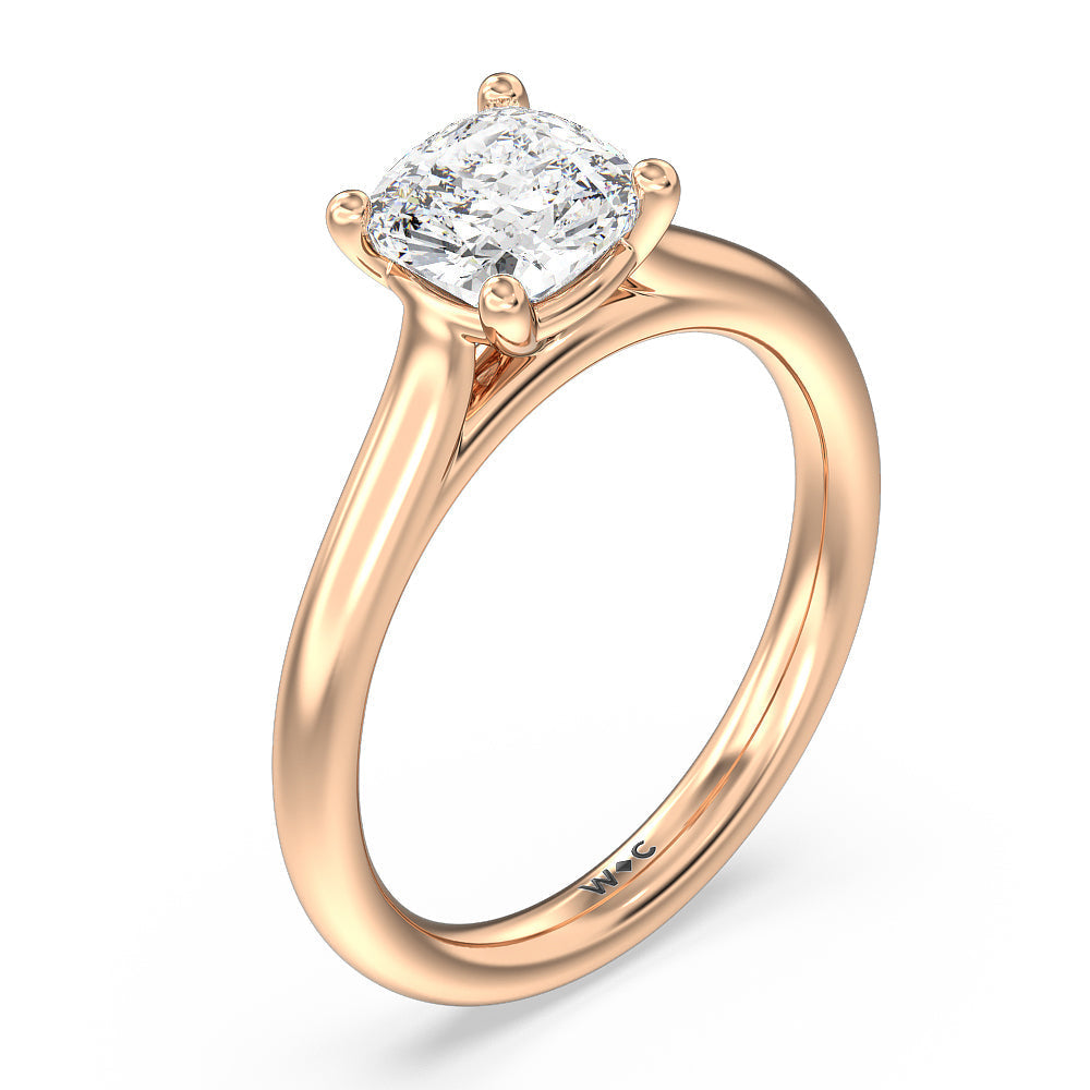 Cushion Cut Poise Basket Diamond Engagement Ring with Lab Grown Diamond in 14KT Rose Gold view 5

