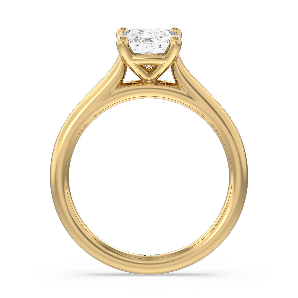Cushion Cut Poise Basket Diamond Engagement Ring with Lab Grown Diamond in 14KT Yellow Gold view 4
