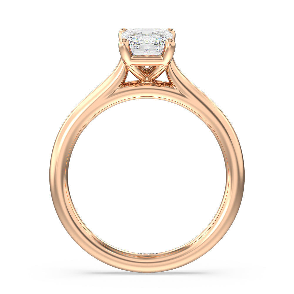 Emerald Cut Poise Basket Diamond Engagement Ring with Lab Grown Diamond in 14KT Rose Gold view 4
