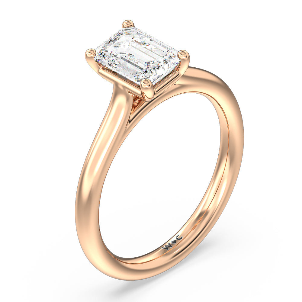 Emerald Cut Poise Basket Diamond Engagement Ring with Lab Grown Diamond in 14KT Rose Gold view 5
