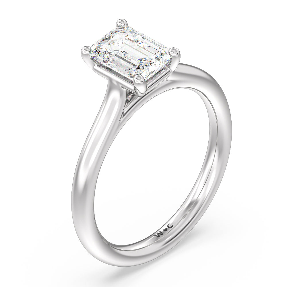 Emerald Cut Poise Basket Diamond Engagement Ring with Lab Grown Diamond in 14KT Platinum view 5
