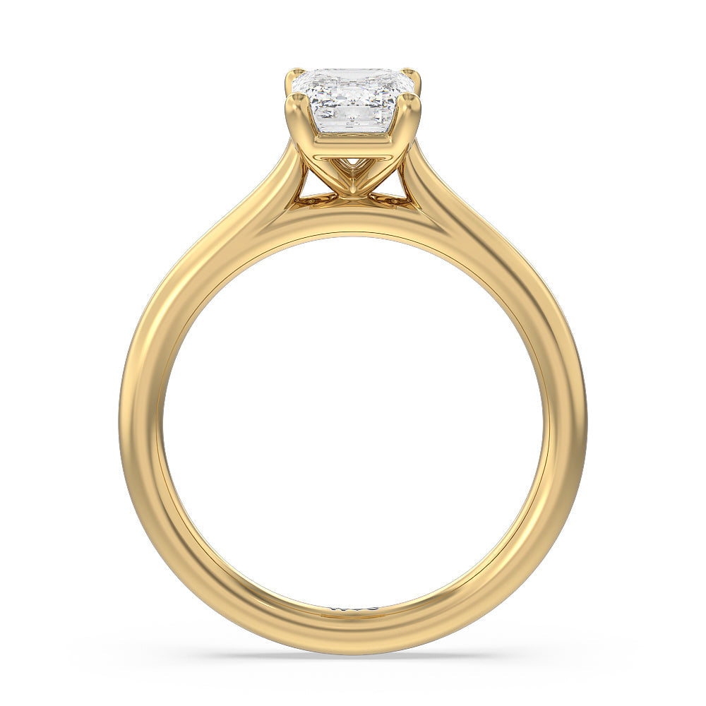 Emerald Cut Poise Basket Diamond Engagement Ring with Lab Grown Diamond in 14KT Yellow Gold view 4
