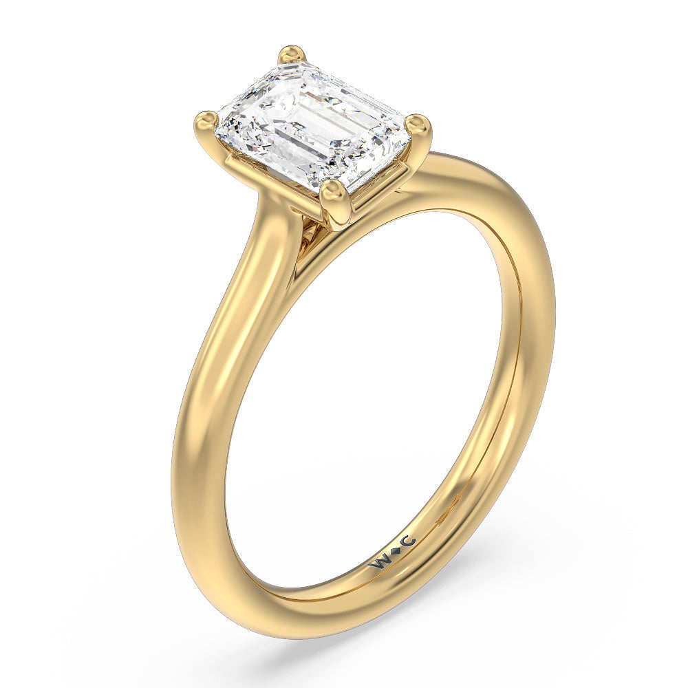 Emerald Cut Poise Basket Diamond Engagement Ring with Lab Grown Diamond in 14KT Yellow Gold view 5
