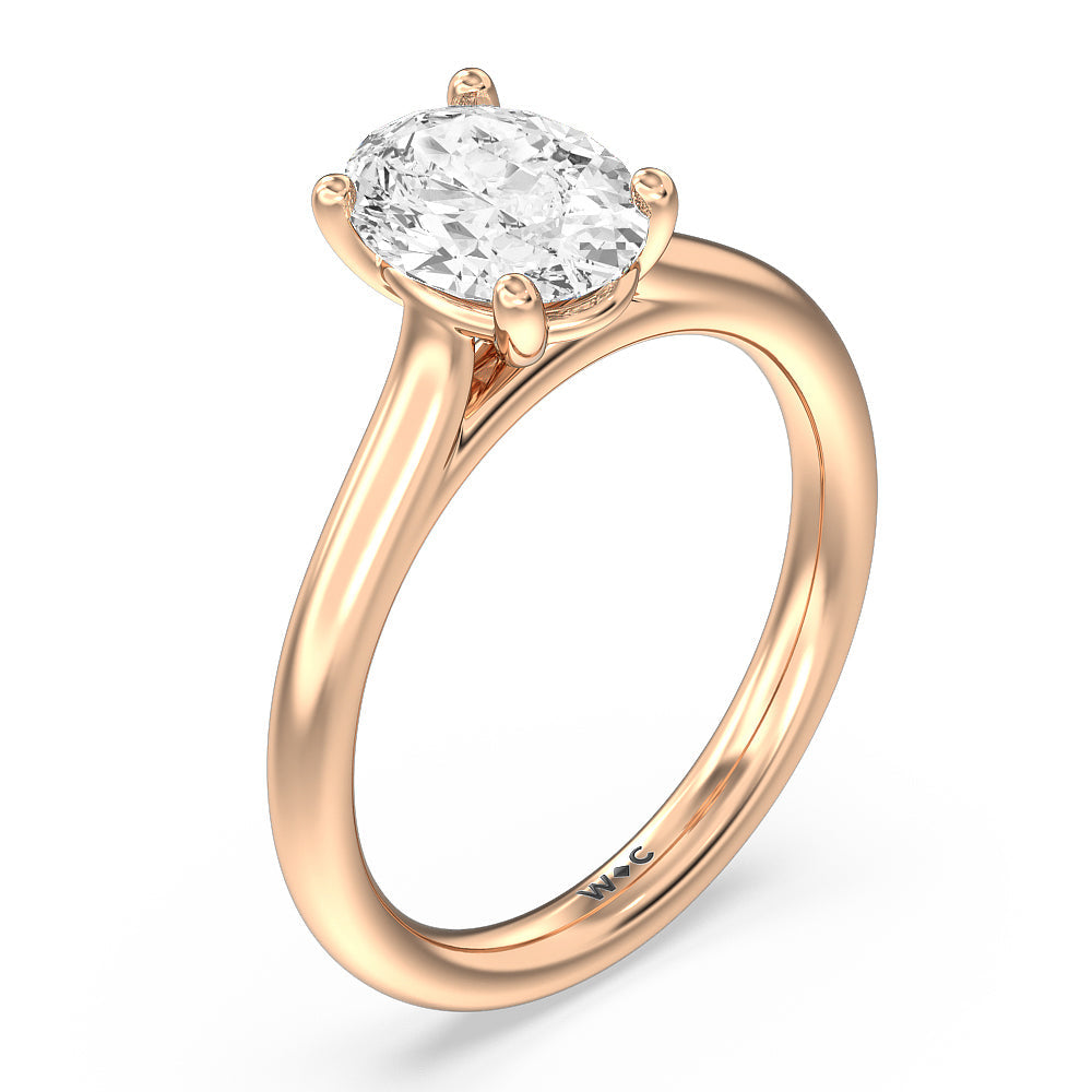 Oval Cut Poise Basket Diamond Engagement Ring with Lab Grown Diamond in 14KT Rose Gold view 5
