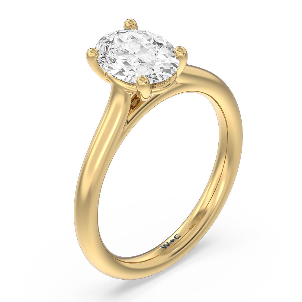 Oval Cut Poise Basket Diamond Engagement Ring with Lab Grown Diamond in 14KT Yellow Gold view 5
