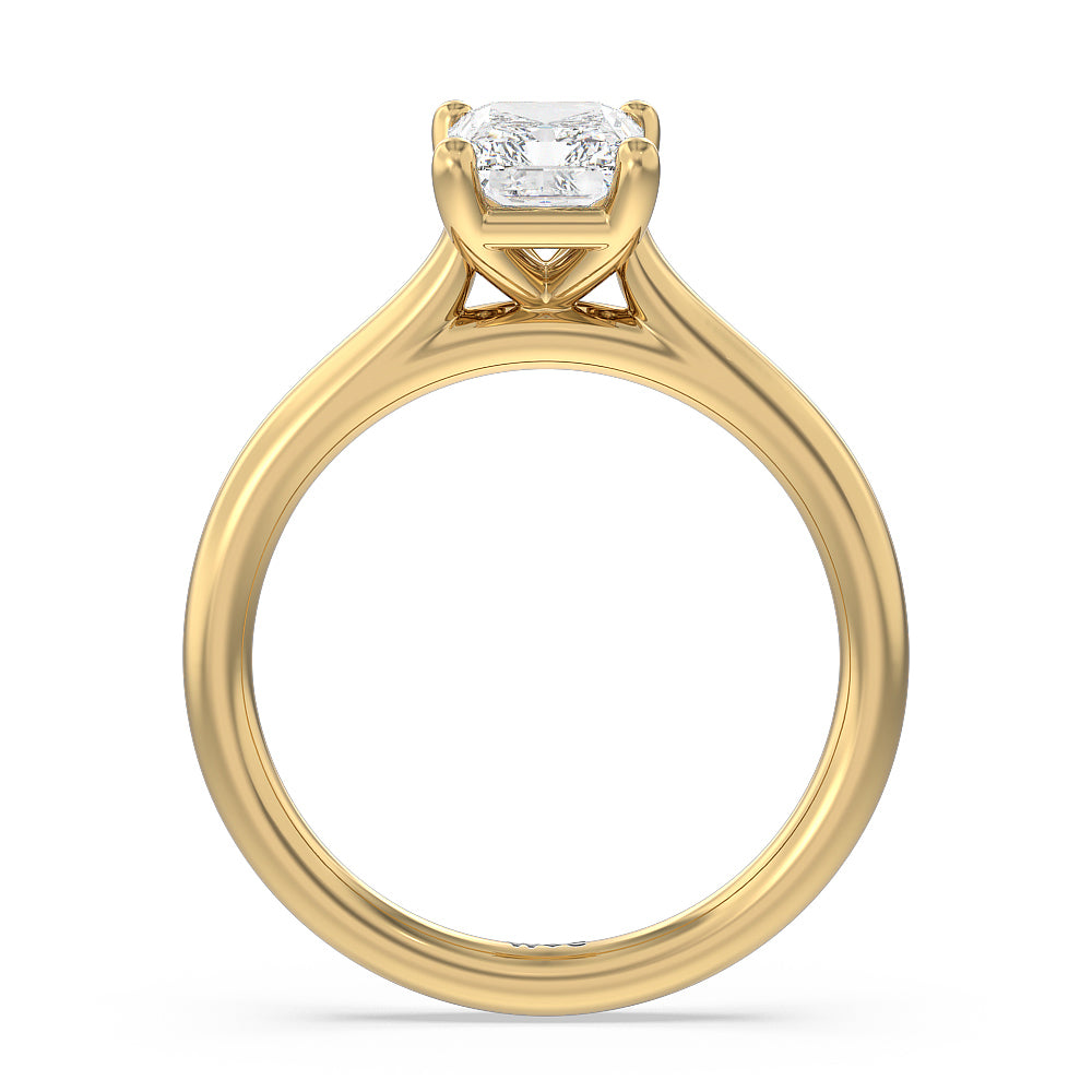 Radiant Cut Poise Basket Diamond Engagement Ring with Lab Grown Diamond in 14KT Yellow Gold view 4
