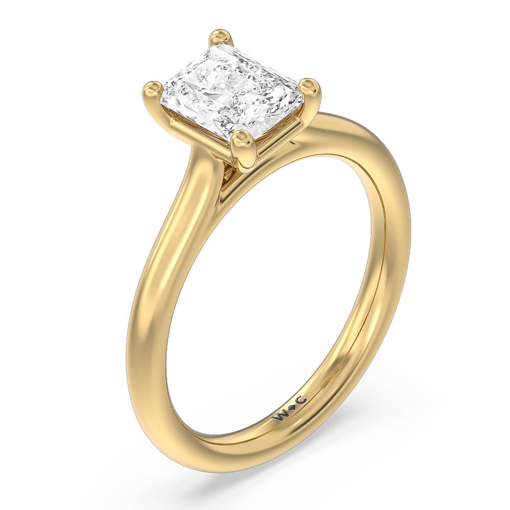 Radiant Cut Poise Basket Diamond Engagement Ring with Lab Grown Diamond in 14KT Yellow Gold view 5

