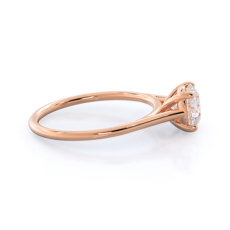 Round Cut Poise Basket Diamond Engagement Ring with Lab Grown Diamond in 14KT Rose Gold view 5
