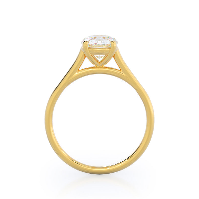 Round Cut Poise Basket Diamond Engagement Ring with Lab Grown Diamond in 14KT Yellow Gold view 4
