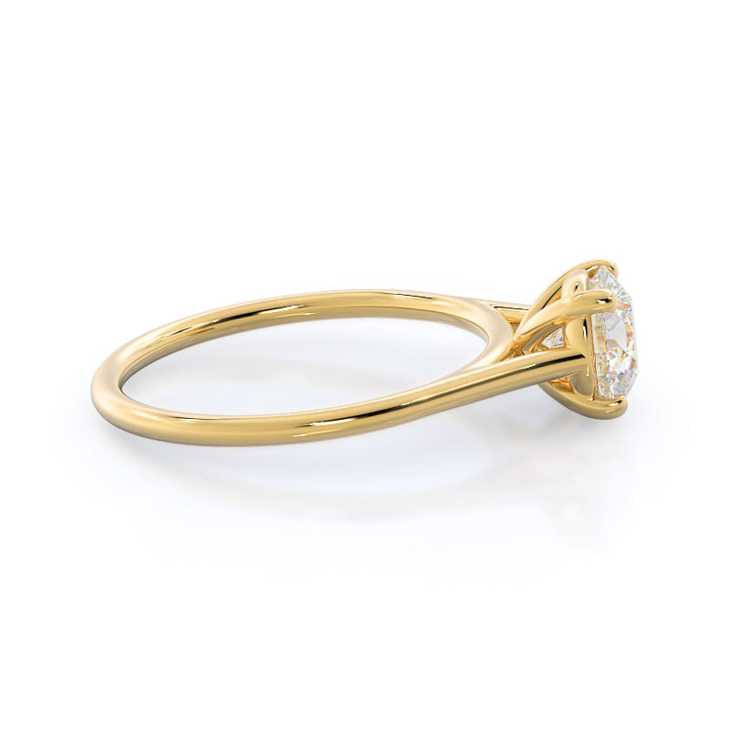 Round Cut Poise Basket Diamond Engagement Ring with Lab Grown Diamond in 14KT Yellow Gold view 5
