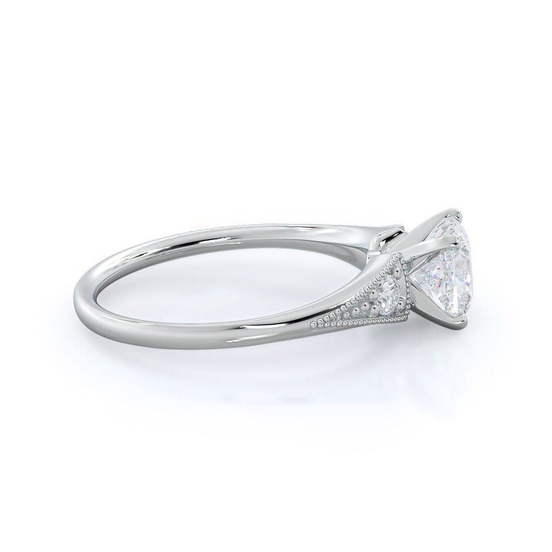 Cushion Cut Heirloom Milgrain Diamond Engagement Ring with Lab Grown Diamond in 14KT Platinum view 5
