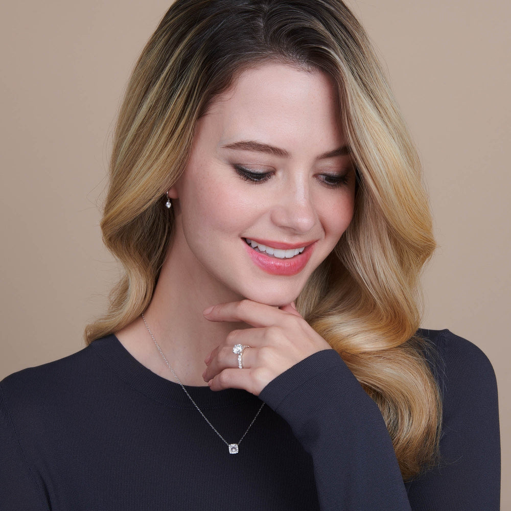 Model Wearing Heirloom Milgrain Diamond Engagement Ring view