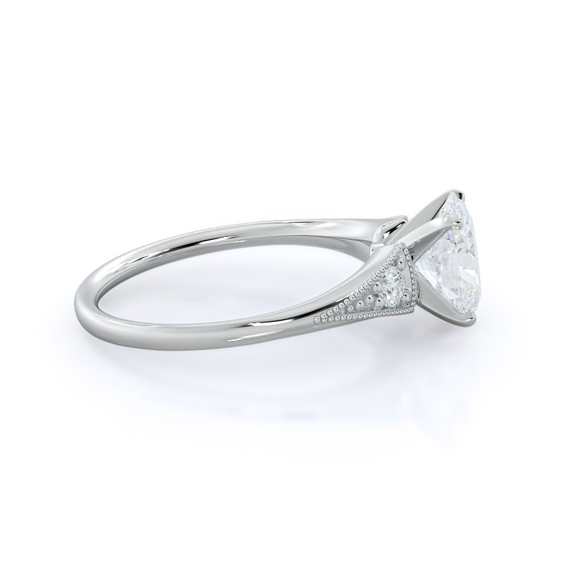 Oval Cut Heirloom Milgrain Diamond Engagement Ring with Lab Grown Diamond in 14KT Platinum view 5
