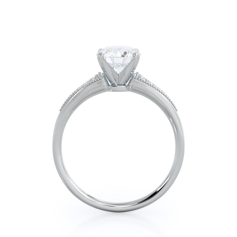 Round Cut Heirloom Milgrain Diamond Engagement Ring with Lab Grown Diamond in 14KT Platinum view 4
