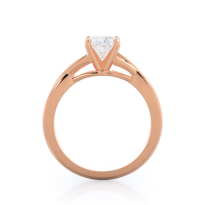 Cushion Cut Cathedral Twist Diamond Engagement Ring with Lab Grown Diamond in 14KT Rose Gold view 2
