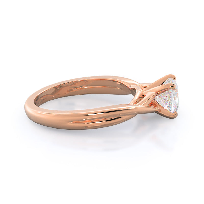 Cushion Cut Cathedral Twist Diamond Engagement Ring with Lab Grown Diamond in 14KT Rose Gold view 3
