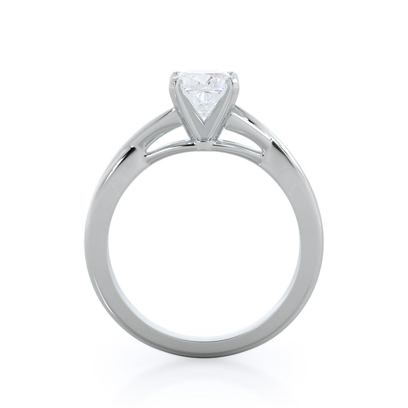 Cushion Cut Cathedral Twist Diamond Engagement Ring with Lab Grown Diamond in 14KT Platinum view 2
