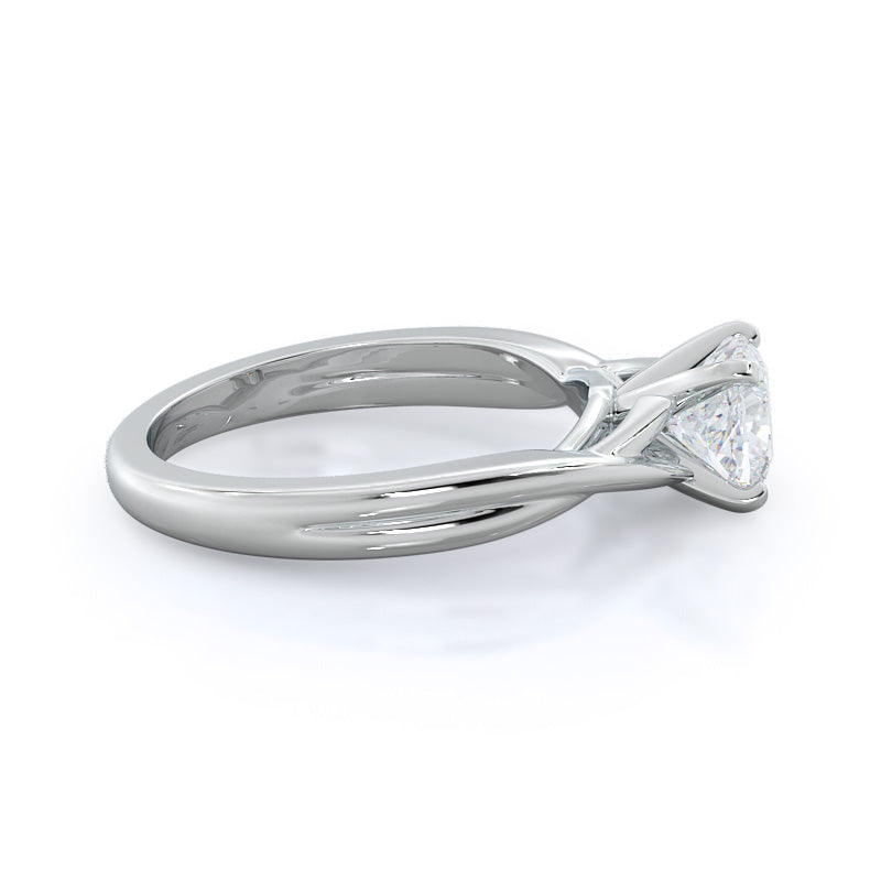 Cushion Cut Cathedral Twist Diamond Engagement Ring with Lab Grown Diamond in 14KT Platinum view 3
