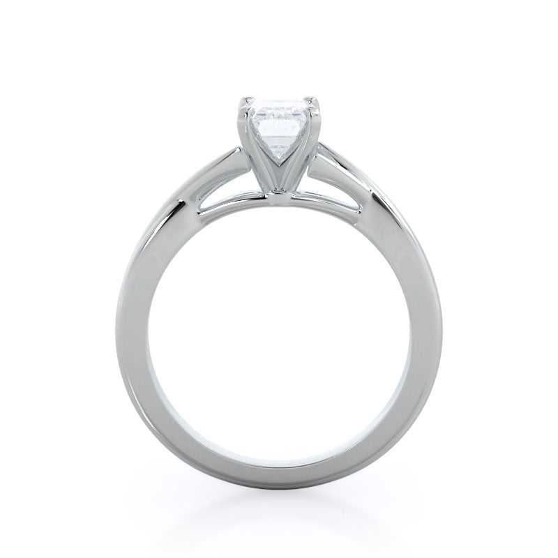 Emerald Cut Cathedral Twist Diamond Engagement Ring with Lab Grown Diamond in 14KT Platinum view 2
