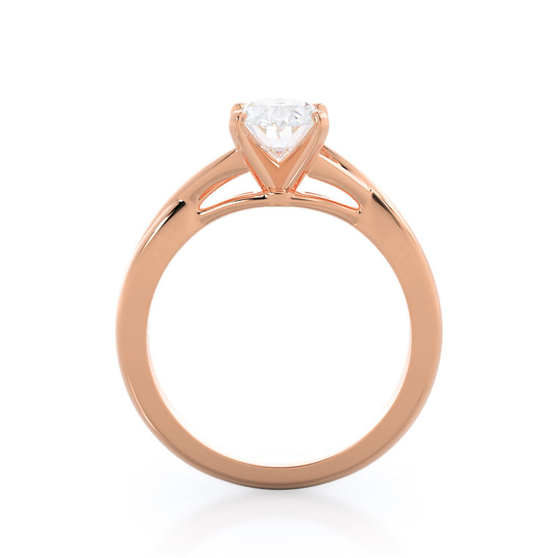 Oval Cut Cathedral Twist Diamond Engagement Ring with Lab Grown Diamond in 14KT Rose Gold view 2
