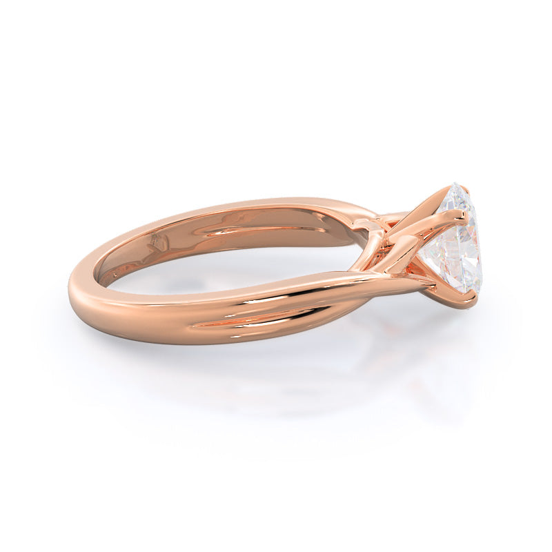 Oval Cut Cathedral Twist Diamond Engagement Ring with Lab Grown Diamond in 14KT Rose Gold view 3
