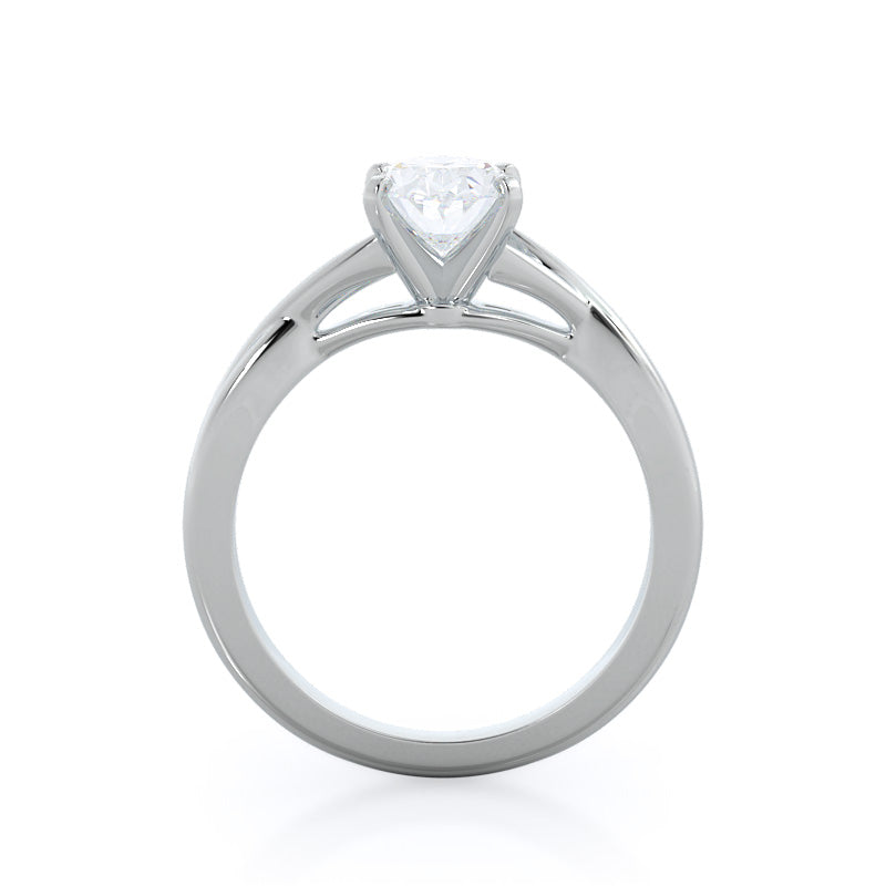 Oval Cut Cathedral Twist Diamond Engagement Ring with Lab Grown Diamond in 14KT Platinum view 2
