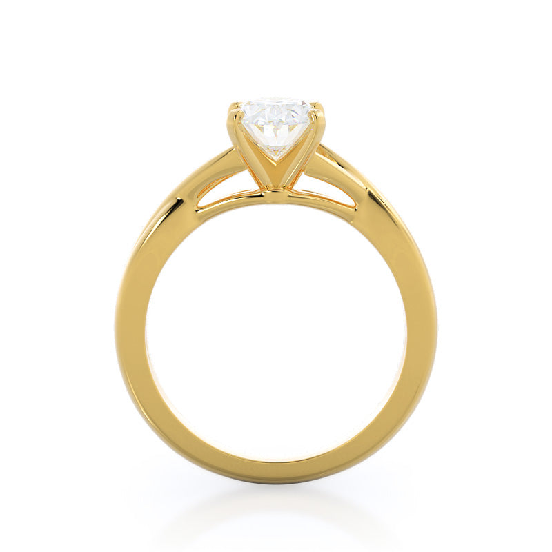 Oval Cut Cathedral Twist Diamond Engagement Ring with Lab Grown Diamond in 14KT Yellow Gold view 2
