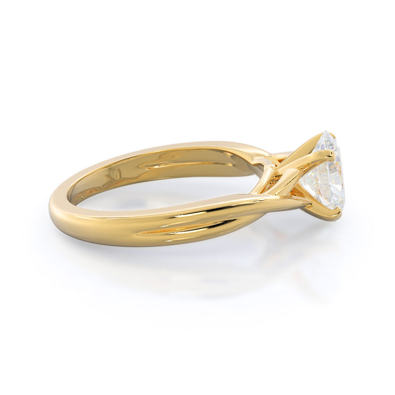 Oval Cut Cathedral Twist Diamond Engagement Ring with Lab Grown Diamond in 14KT Yellow Gold view 3
