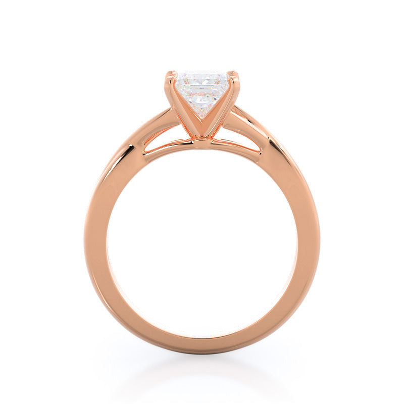 Princess Cut Cathedral Twist Diamond Engagement Ring with Lab Grown Diamond in 14KT Rose Gold view 2
