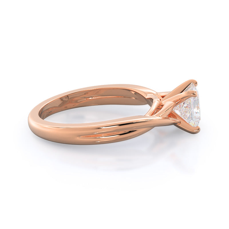 Princess Cut Cathedral Twist Diamond Engagement Ring with Lab Grown Diamond in 14KT Rose Gold view 3
