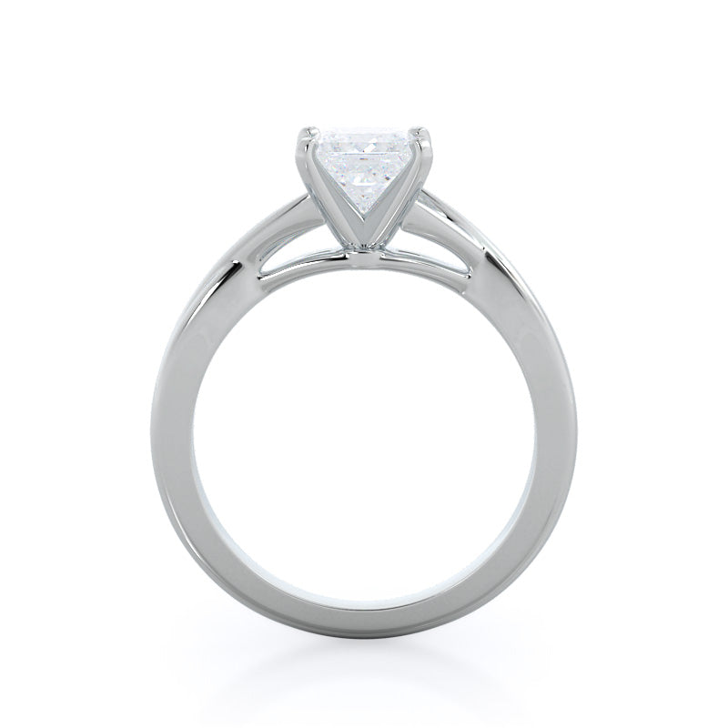 Princess Cut Cathedral Twist Diamond Engagement Ring with Lab Grown Diamond in 14KT Platinum view 2
