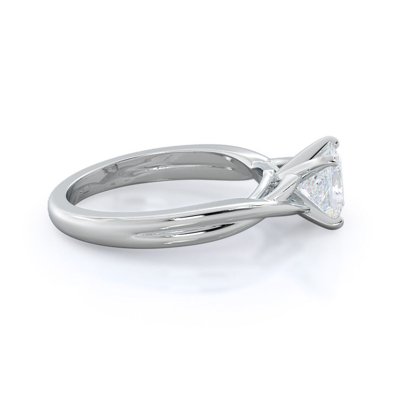 Princess Cut Cathedral Twist Diamond Engagement Ring with Lab Grown Diamond in 14KT Platinum view 3
