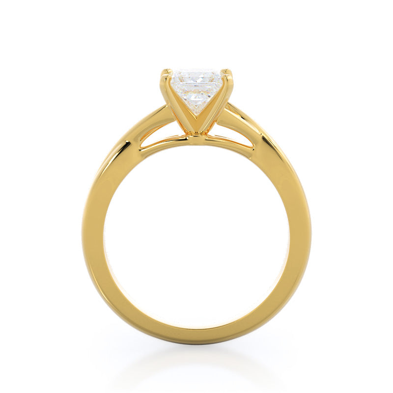 Princess Cut Cathedral Twist Diamond Engagement Ring with Lab Grown Diamond in 14KT Yellow Gold view 2
