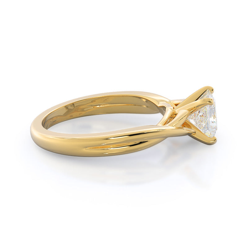 Princess Cut Cathedral Twist Diamond Engagement Ring with Lab Grown Diamond in 14KT Yellow Gold view 3
