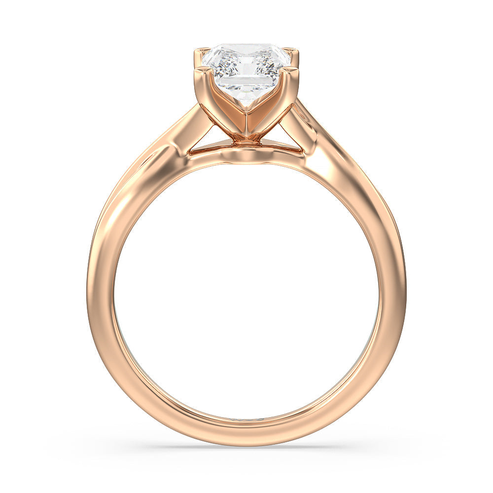 Radiant Cut Cathedral Twist Diamond Engagement Ring with Lab Grown Diamond in 14KT Rose Gold view 2
