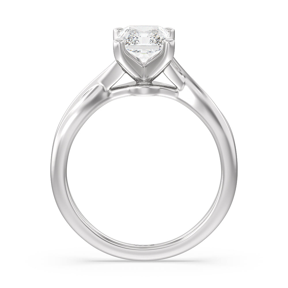 Radiant Cut Cathedral Twist Diamond Engagement Ring with Lab Grown Diamond in 14KT Platinum view 2
