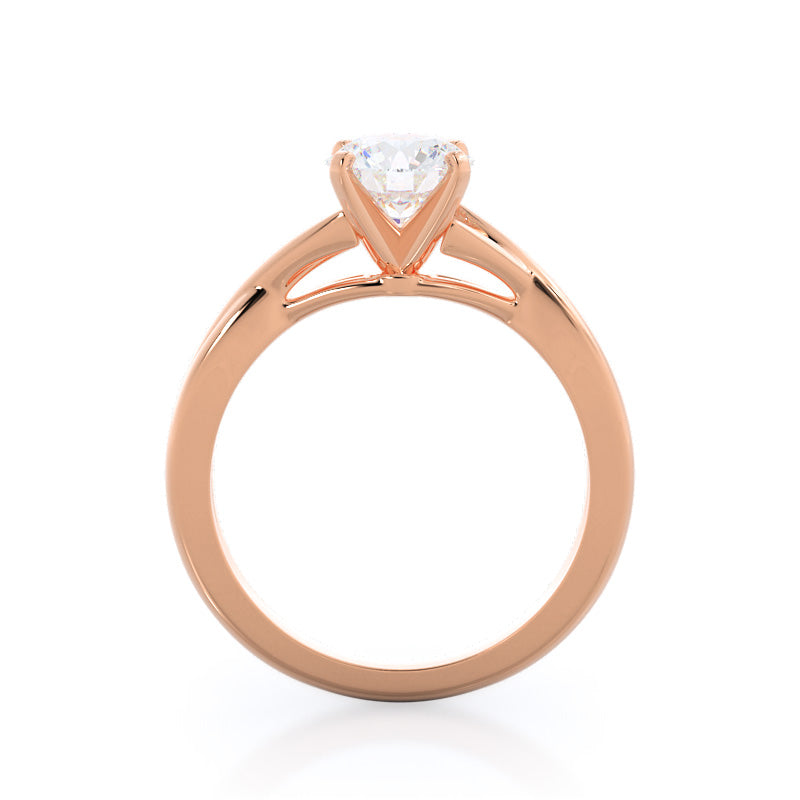 Round Cut Cathedral Twist Diamond Engagement Ring with Lab Grown Diamond in 14KT Rose Gold view 2
