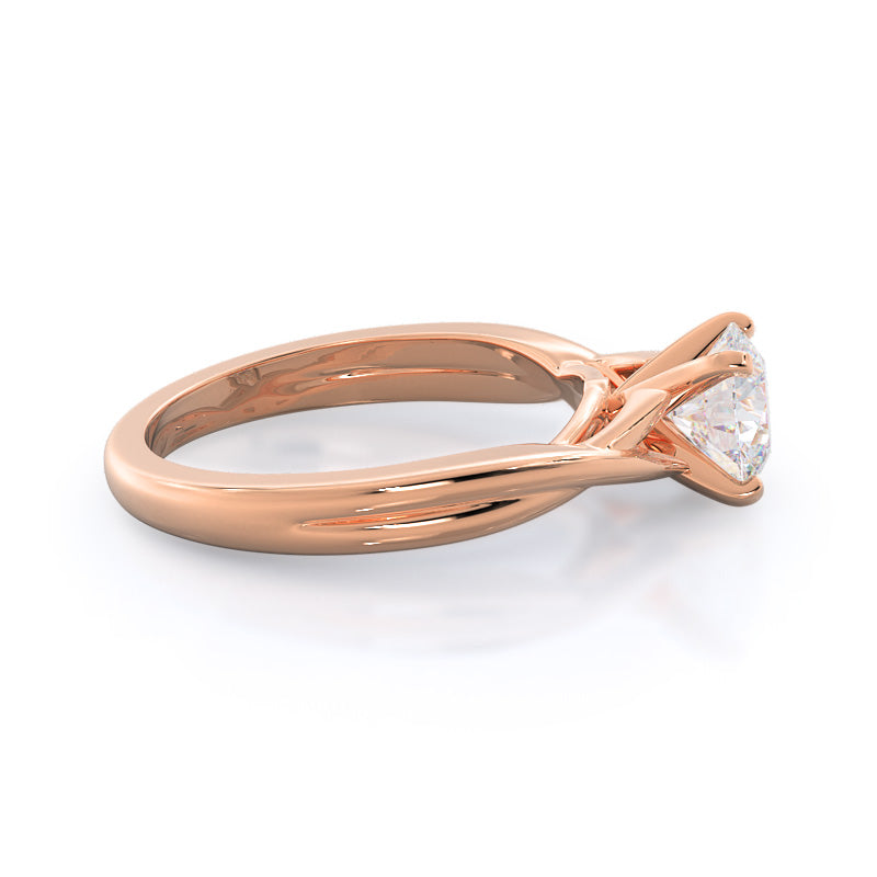 Round Cut Cathedral Twist Diamond Engagement Ring with Lab Grown Diamond in 14KT Rose Gold view 3

