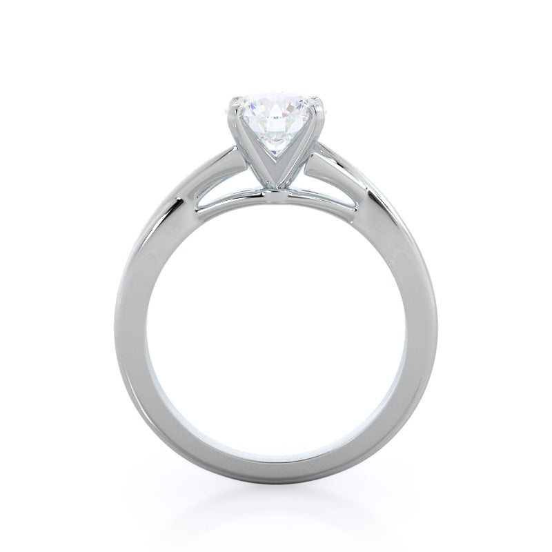 Round Cut Cathedral Twist Diamond Engagement Ring with Lab Grown Diamond in 14KT Platinum view 2
