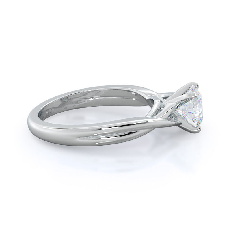 Round Cut Cathedral Twist Diamond Engagement Ring with Lab Grown Diamond in 14KT Platinum view 3
