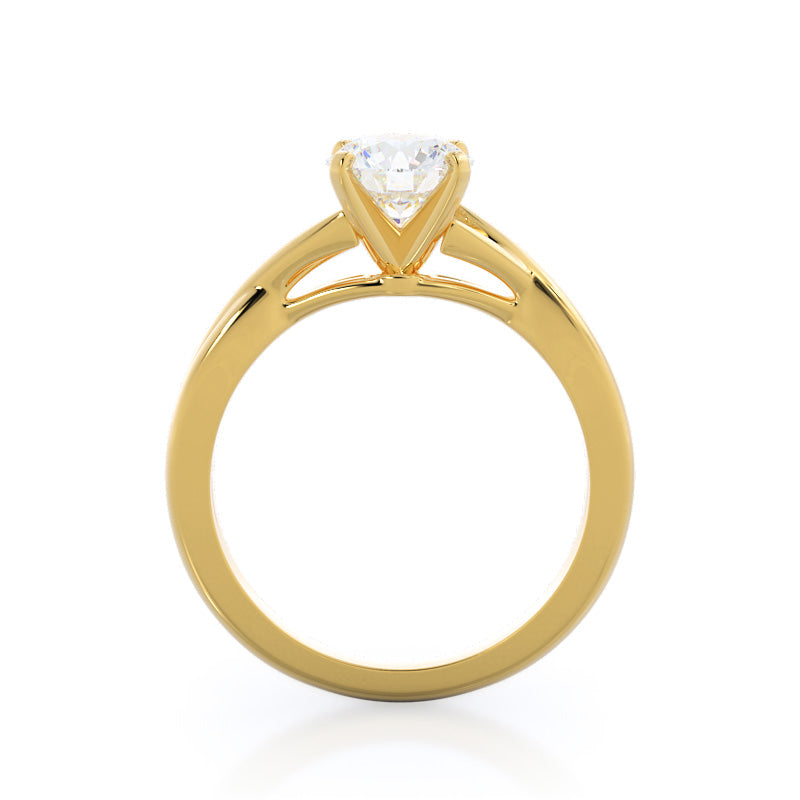 Round Cut Cathedral Twist Diamond Engagement Ring with Lab Grown Diamond in 14KT Yellow Gold view 2
