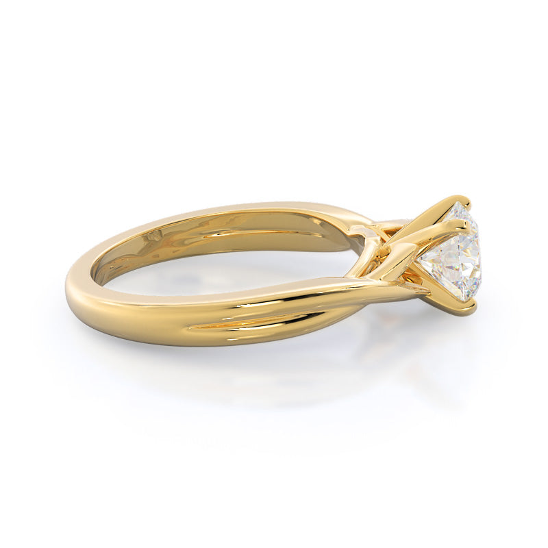 Round Cut Cathedral Twist Diamond Engagement Ring with Lab Grown Diamond in 14KT Yellow Gold view 3

