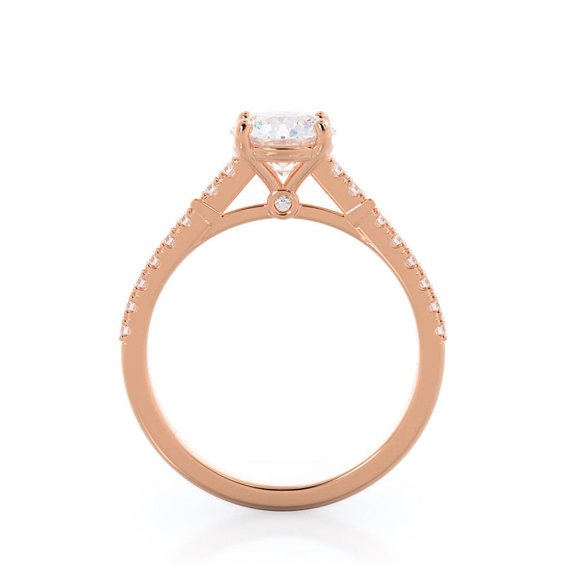 Chic Accent Diamond Engagement Ring with Round Cut Diamond in 14KT Rose Gold view 2
