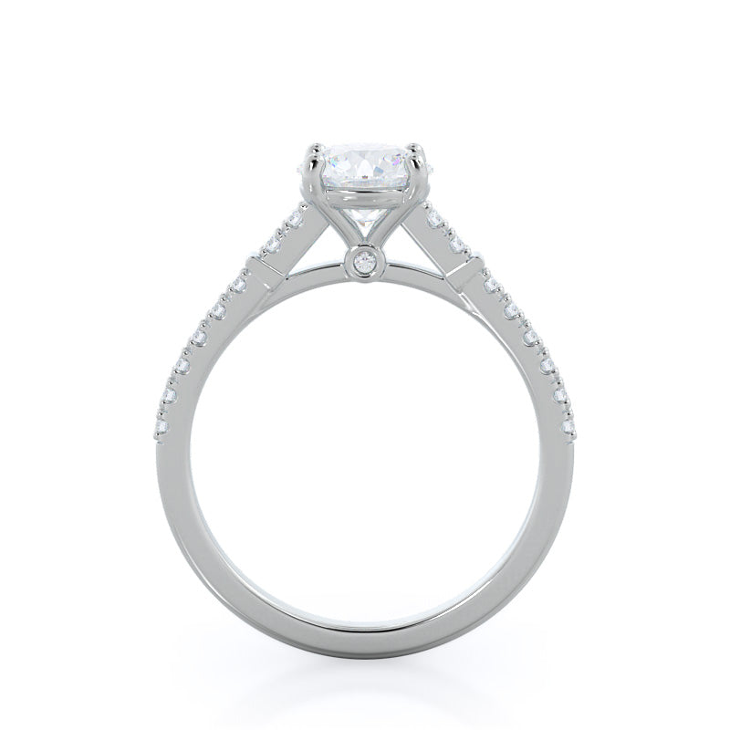Chic Accent Diamond Engagement Ring with Round Cut Diamond in 14KT Platinum view 2
