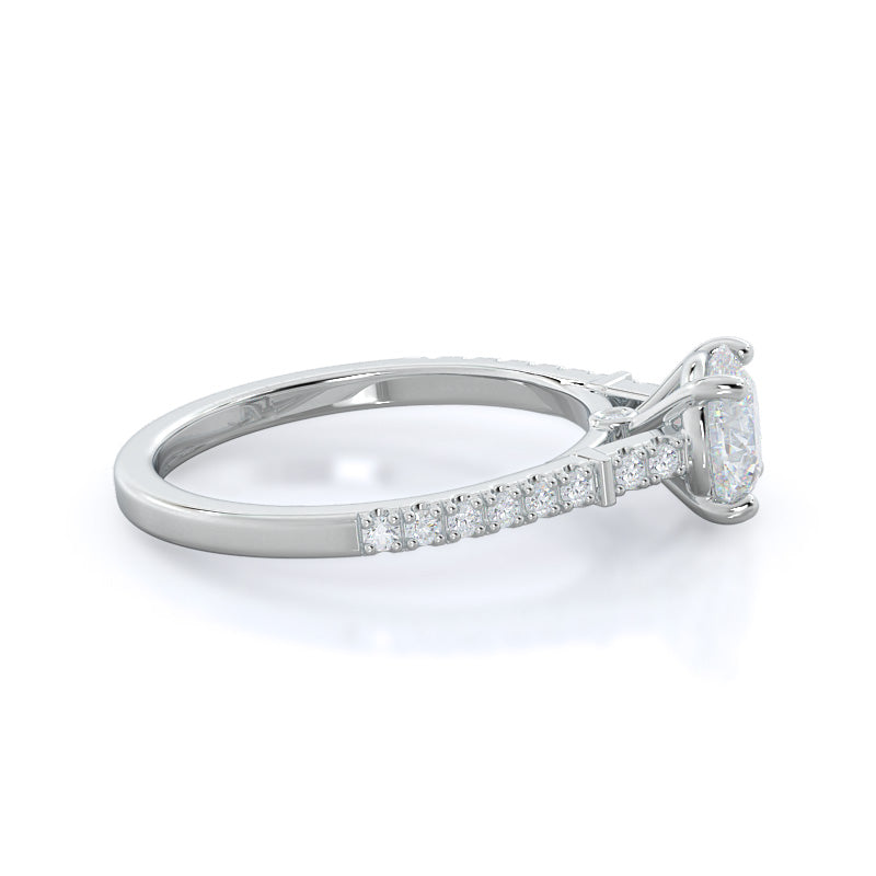 Chic Accent Diamond Engagement Ring with Round Cut Diamond in 14KT Platinum view 3
