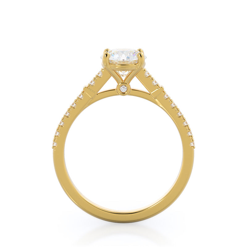 Chic Accent Diamond Engagement Ring with Round Cut Diamond in 14KT Yellow Gold view 2
