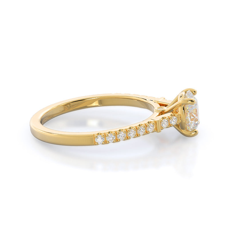 Chic Accent Diamond Engagement Ring with Round Cut Diamond in 14KT Yellow Gold view 3

