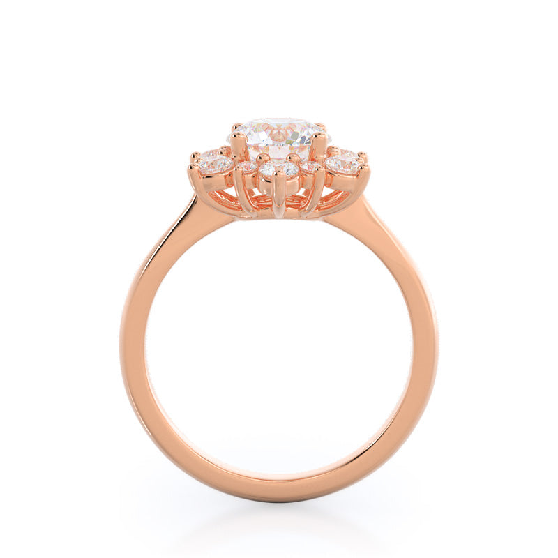 Round Cut Star Halo Diamond Engagement Ring with Lab Grown Diamond in 14KT Rose Gold view 2
