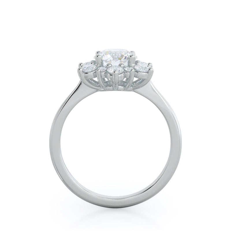 Round Cut Star Halo Diamond Engagement Ring with Lab Grown Diamond in 14KT Platinum view 2
