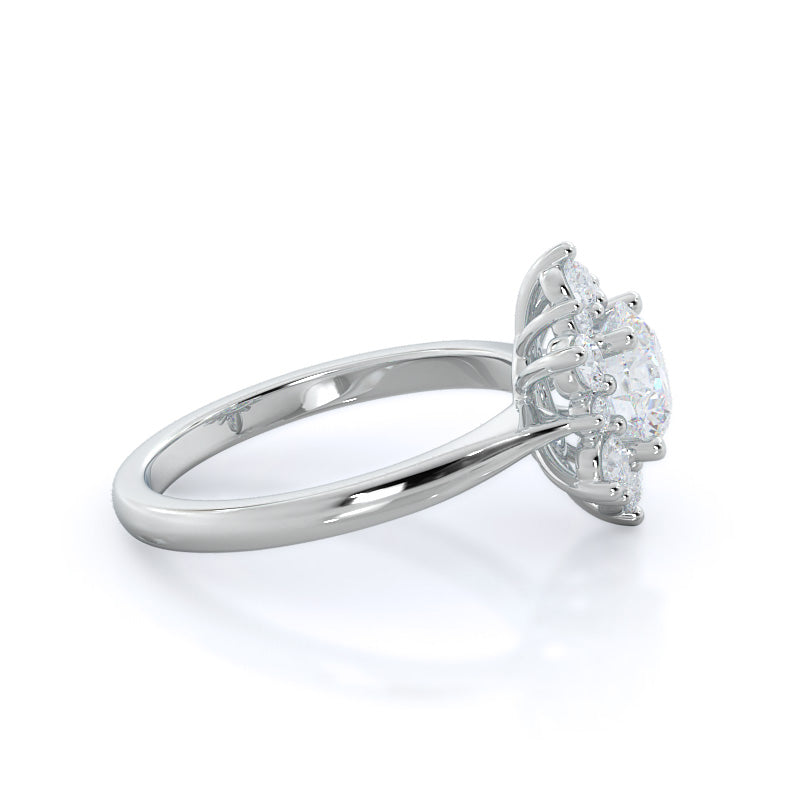 Round Cut Star Halo Diamond Engagement Ring with Lab Grown Diamond in 14KT Platinum view 3
